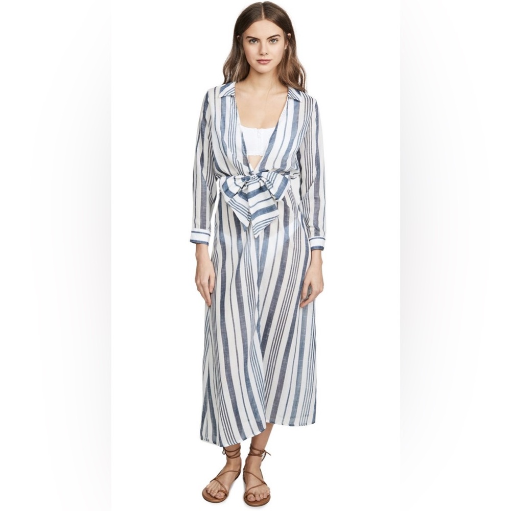 Palmacea navy striped wrap coverup pareo dress XS NWT